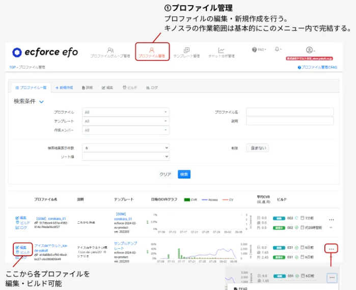 プロファイル編集画面